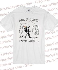 Girl backpacking sketches and she lived happily ever after T Shirt