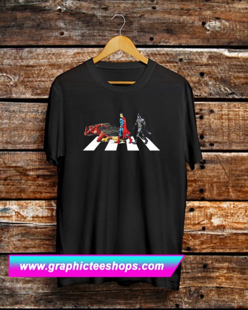 Batman Superman Flash on Abbey Road T Shirt (GPMU)