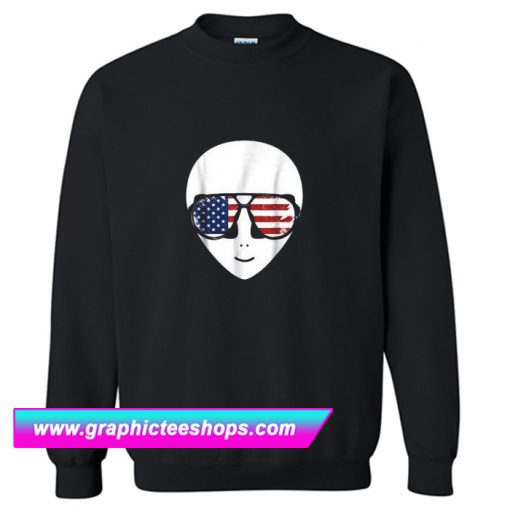 Alien Beard American Flag Sunglasses Sweatshirt (GPMU)