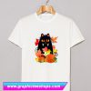 Black Halloween Kitty and Pumpkins T Shirt (GPMU)