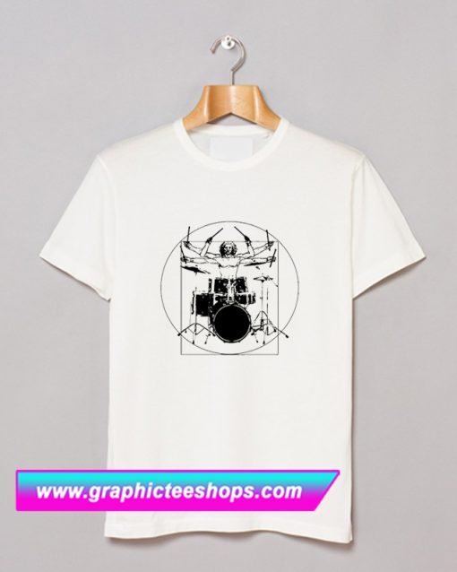 Da Vinci Vitruvian Man Drummer Band T Shirt (GPMU)