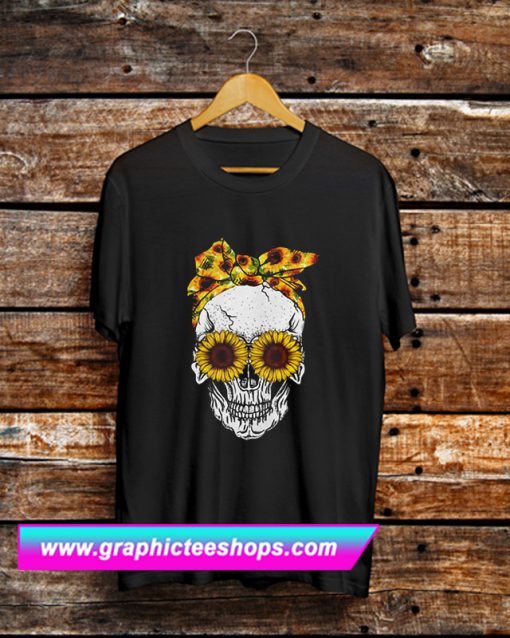 Lady Skull Sunflower Bow T Shirt (GPMU)