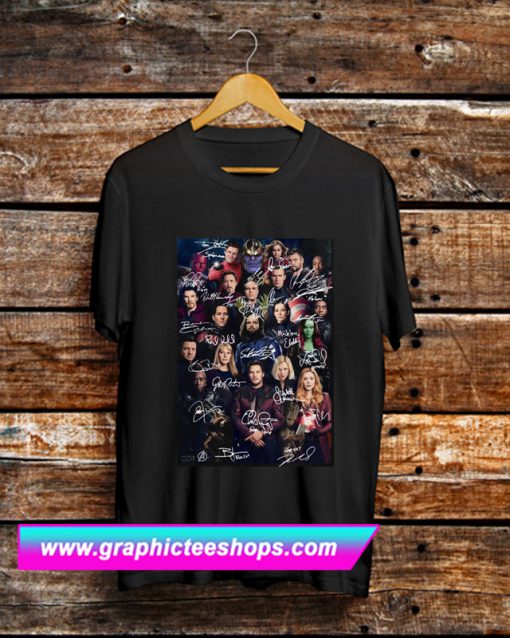 Marvel Avengers Endgame poster signature T Shirt (GPMU)