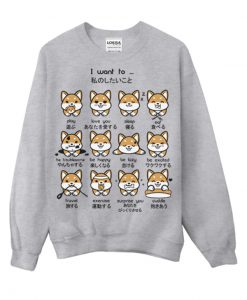 Japanese Shiba Inu Emoticon Crewneck Sweatshirt (GPMU)