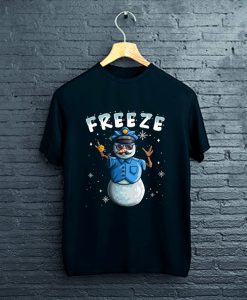 Cop Snowman Freeze Funny Police Christmas Snow Gift T-Shirt FP