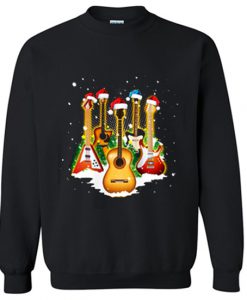 Guitar Wearing Santa Hat Christmas Sweatshirt (GPMU)