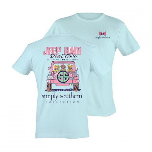 Jeep Hair Don’t Care Simply Southern Baby Blue T Shirt (GPMU)