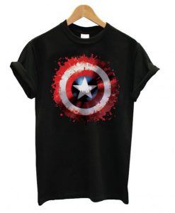 Marvel Avengers Assemble Captain America Art Shield Badge T Shirt (GPMU)