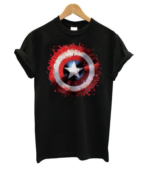 Marvel Avengers Assemble Captain America Art Shield Badge T Shirt (GPMU)