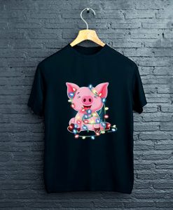 Top Pig Lights Cute Christmas Merry Xmas T-Shirt FP