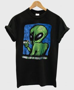 90s Distressed Smoking Alien Grunge T Shirt (GPMU)