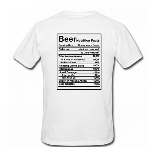 Beer Nutrition Facts T Shirt Back (GPMU)