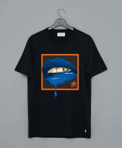 Blue Lips Black T Shirt (GPMU)