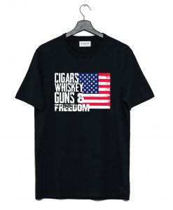 American Flag Cigars Whiskey Guns And Freedom T-Shirt (GPMU)