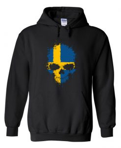 Swedish Flag Splatter Skull Hoodie (GPMU)