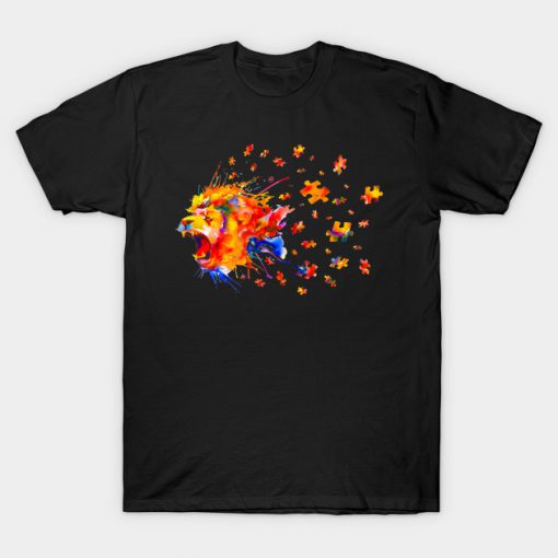 Autism Awareness Roar Cute LioAutism Awareness Roar Cute Lion Puzzle T-Shirt AIn Puzzle T-Shirt AI