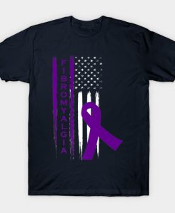 Fibromyalgia Awareness Fibro Us America Flag T-Shirt AI