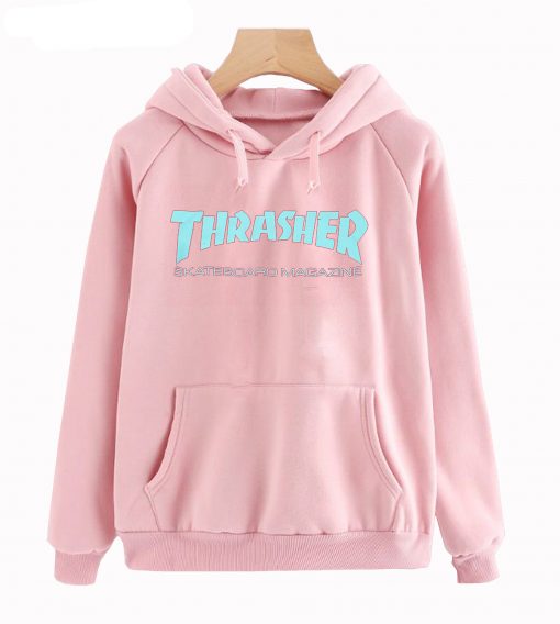 Thrasher Skateboard Magazine Blue Pink Hoodie (GPMU)