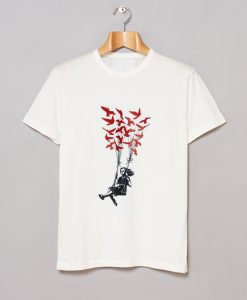 Kid Girl Swing Bird Freedom Balloon Banksy Street Art T-Shirt (GPMU)