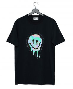 Smiley Face Melt Black Graphic T-Shirt (GPMU)