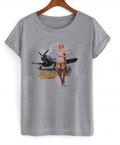 WWII Corsair F4U Flying Angels Blonde Pinup Girl T-Shirt (GPMU)