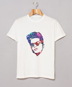 Bruno Mars Face Typography Lyric Famous American Singer T-Shirt (GPMU)