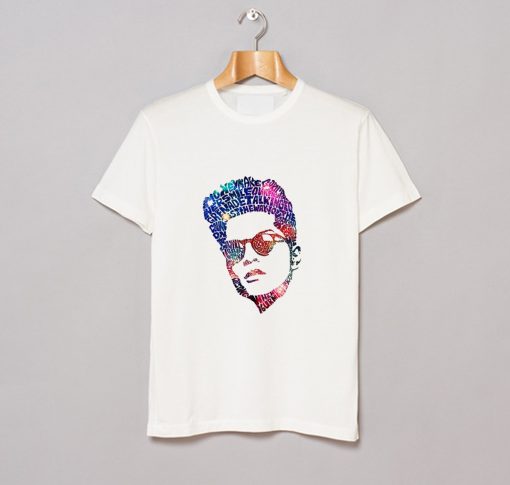 Bruno Mars Face Typography Lyric Famous American Singer T-Shirt (GPMU)