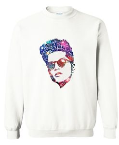 Bruno Mars Face Typography Lyric Famous American Singer Sweatshirt (GPMU)