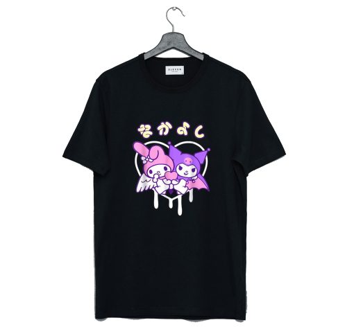 Valentines My Melody Kuromi Drip Heart T Shirt (GPMU)