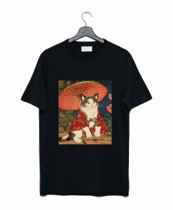 Adorable Geisha Cat With Parasol T-Shirt (GPMU)