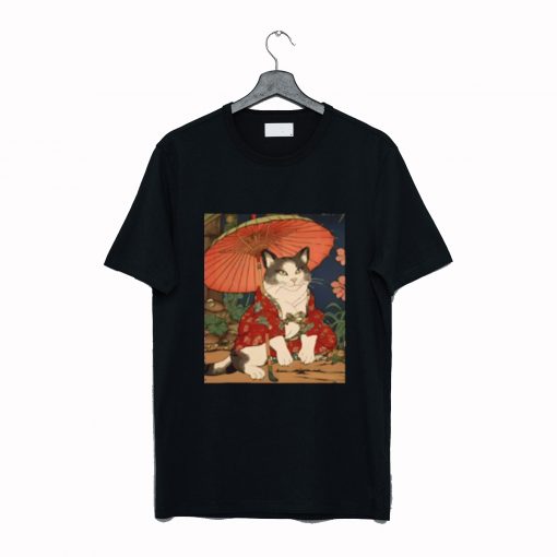 Adorable Geisha Cat With Parasol T-Shirt (GPMU)