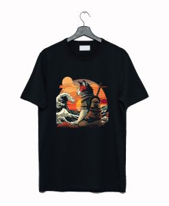 Retro samurai Cat With Wave T-Shirt (GPMU)