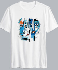 Blue Cubist Modern Art T shirt